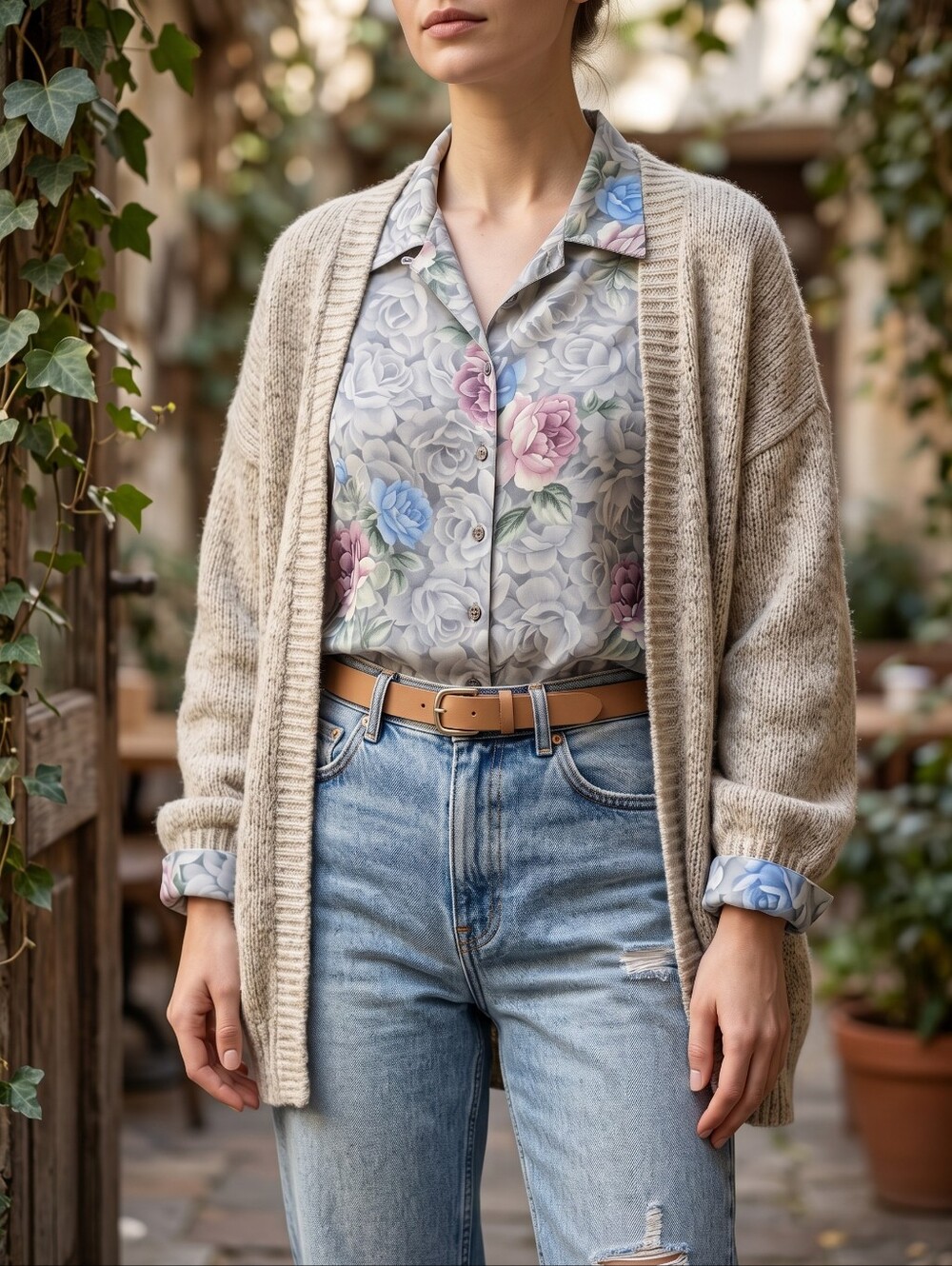 Vintage Alia Romantic Floral Blouse Pastel Rose Office Siren Cottagecore Top 90s